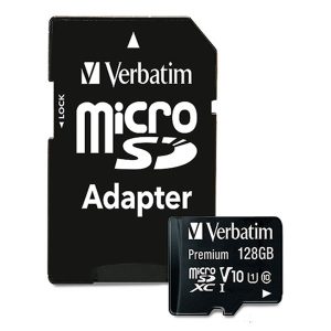 Κάρτα μνήμης Verbatim microSDXC 128GB Class 10 UHS-I με αντάπτορα.