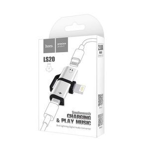 Hoco LS20 Adapter ακουστικά και φόρτισης για κινητά τηλέφωνα iPhone Ασημένιο