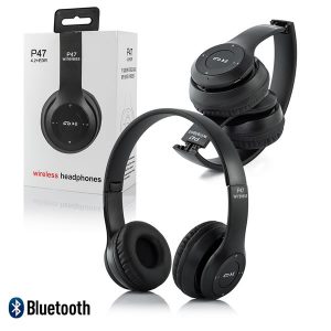Ασύρματα ακουστικά Bluetooth P47 MP3 FM Μαύρο