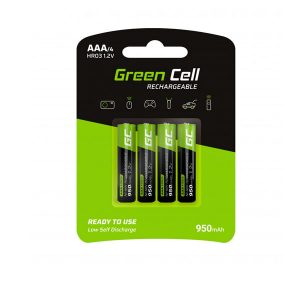 Επαναφορτιζόμενες Μπαταρίες 4xAAA HR03 950mAh (GreenCell)