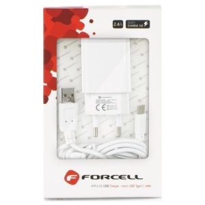 Forcell Φορτιστής με Θύρα USB-A και Καλώδιο USB-C 45W Quick Charge 3.0 Λευκός