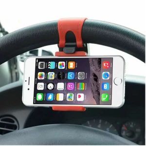 Βάση στήριξης κινητού/ Gps για το τιμόνι του αυτοκινήτου σε κόκκινο χρώμα