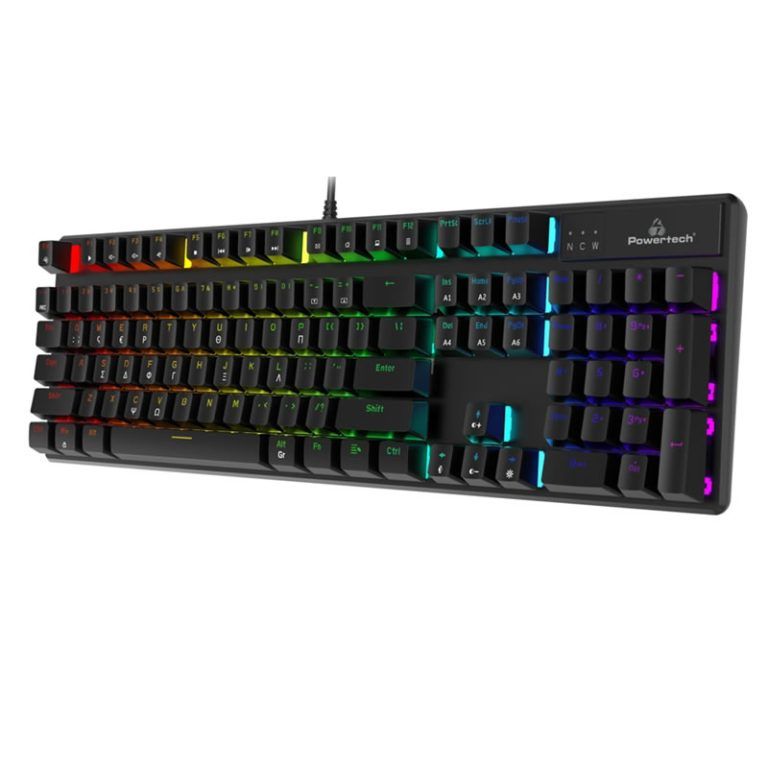 Gaming μηχανικό RGB πληκτρολόγιο Powertech PT-1254 ενσύρματο