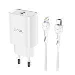 Φορτιστής κινητού PD 20W με Καλώδιο Type C to Lightning HOCO N14 λευκό