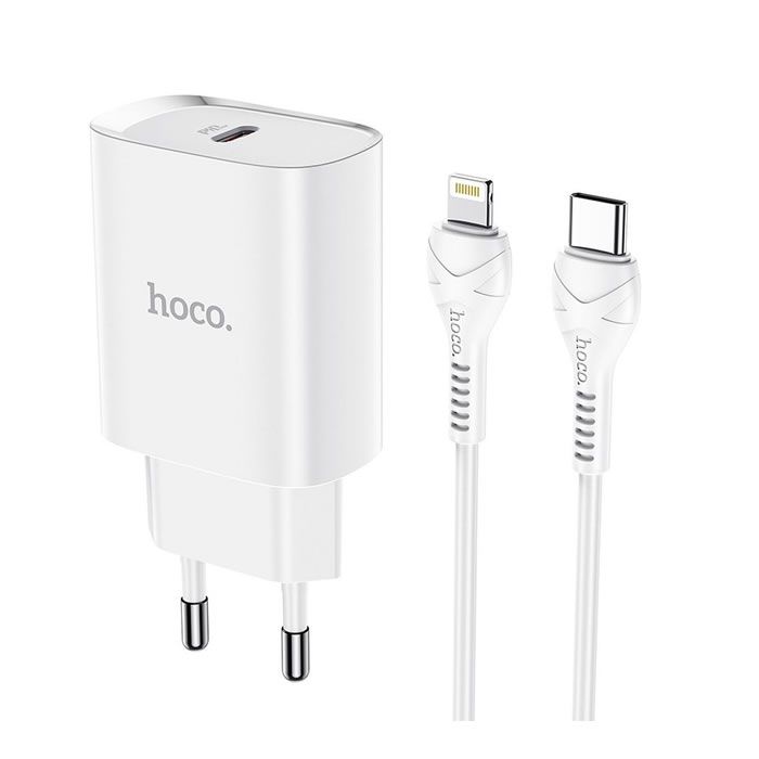 Φορτιστής κινητού PD 20W με Καλώδιο Type C to Lightning HOCO N14 λευκό
