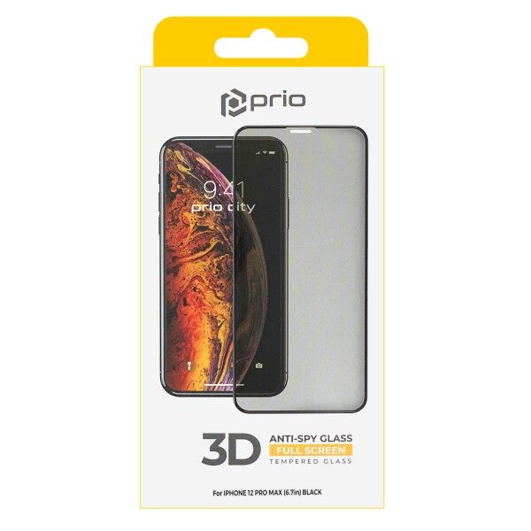 Prio 3D Anti-Spy Tempered Glass for iPhone 12 Pro Max black