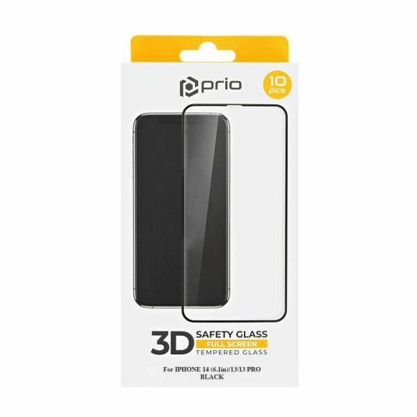 Prio 3D Tempered Glass Screen Protector for iPhone 14/ 13/ 13 Pro black