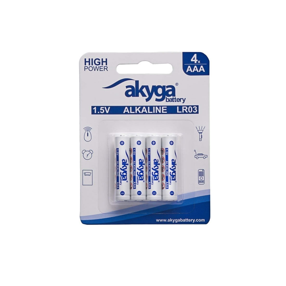 Αλκαλικές μαπαταρίες AAA LR03 Zn-MnO2, 1.5V/1300mAh 4pcs (Akyga AKY1971)