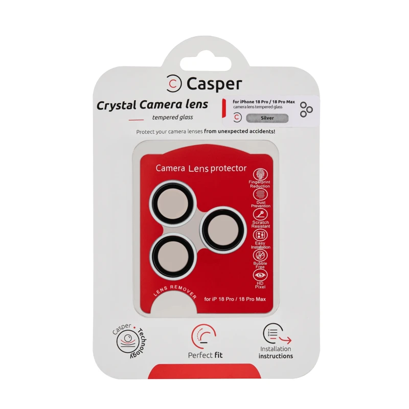 Casper προστατευτικό κάμερας iPhone 18 Pro ασημί