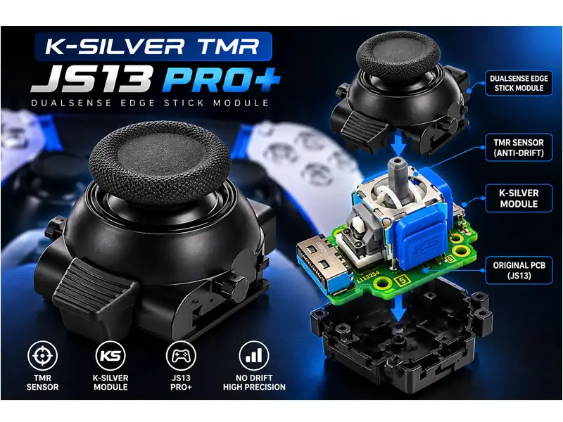 Stick Module με TMR K-Silver JS13 Pro+ για DualSense Edge Controller 1 stick module tmr silver js13 pro dualsense edge